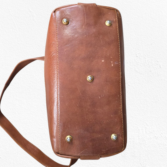 Vintage Marino Orlandi Italian Leather Hobo Bag – Cognac Brown, Gold Hardware - Picture 9 of 13